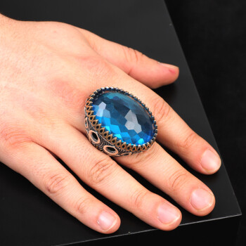  Aquamarine Ring -Oval Gemstone,Large Ottoman Ring, - 6