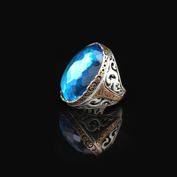  Aquamarine Ring - Oval Stone Large Gemstone Ring for Men - 5