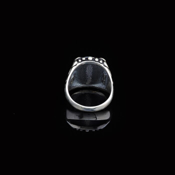 Black Onyx Ring with Ornate Ottoman, Men Sterling Silver Ring - 2