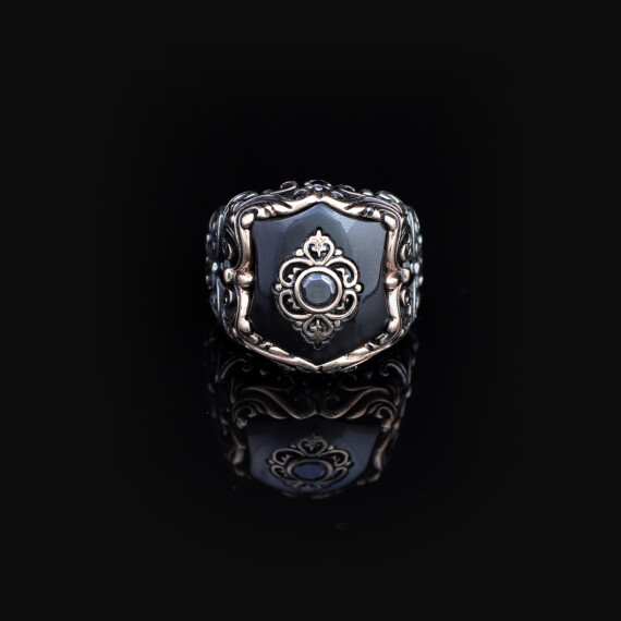 Black Onyx Ring with Vibrant Ottoman-Inspired Patterns - 5