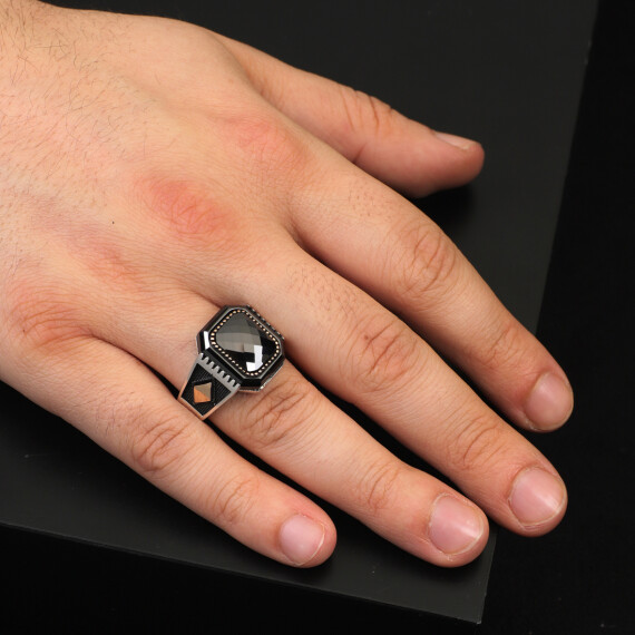  Black Onyx Vintage Men's Gemstone Ring - Handmade 925 Sterling Silver - 6