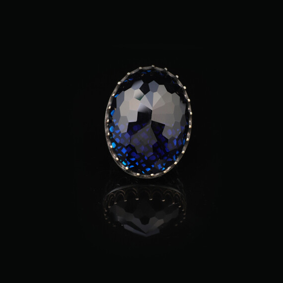  Blue Sapphire Oval Stone Large Ring -Gemstone Ottoman Men - 3