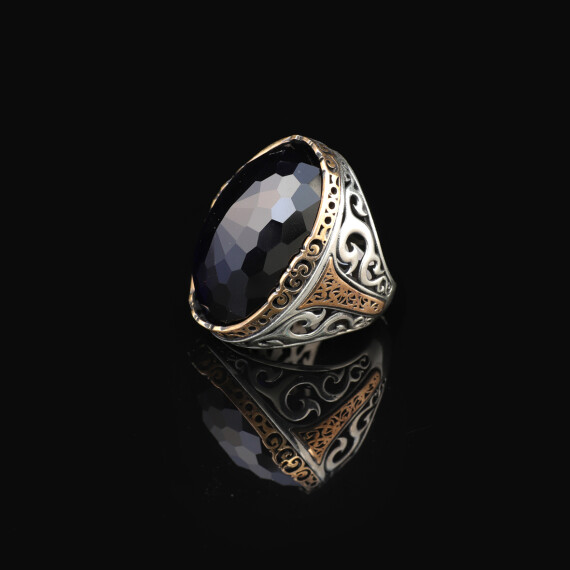  Blue Sapphire Ring with Oval Stone -Large Gemstone Ring, Ottoman Men - 5