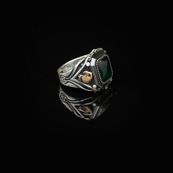  Eagle Emerald Ring - Vintage Mens Gemstone Ring - 5