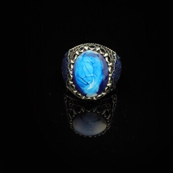  Genuine Turquoise Men's Ring - Vintage Oval Stone Gemstone Ring in 925 Sterling Silver - 3