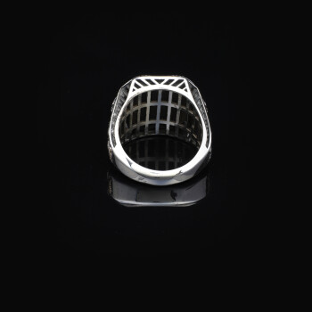  Genuine Turquoise Mens Ring with Black Onyx - 2