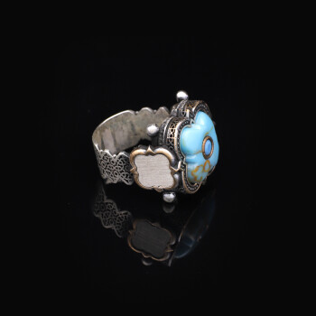  Genuine White Turquoise & Micro Stone Men's Ring - 5