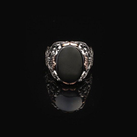  Handmade 925 Sterling Silver Black Onyx Oval Stone Ring - 5