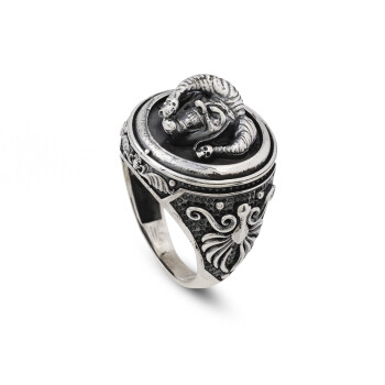  Handmade 925 Sterling Silver Clown Skull Ring - Men's Oxidized - 1