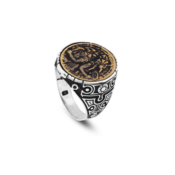  Handmade 925 Sterling Silver Custom Signet Ring with Egyptian Mythology Design - 1