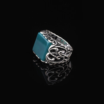  Handmade 925 Sterling Silver Jade Ring in Ottoman Style - Gemstone - 2