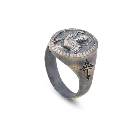  Handmade 925 Sterling Silver Jesus Ring - Men's Christian Jewelry Featuring Cross - 1