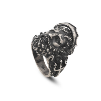  Handmade 925 Sterling Silver Poseidon Mythology Ring - Men's Jewelry - 1