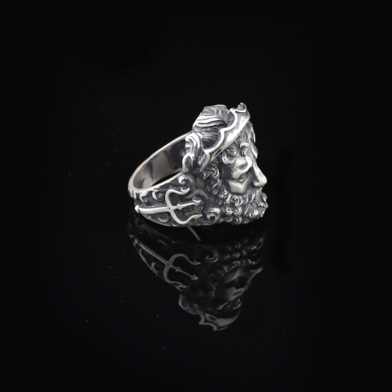  Handmade 925 Sterling Silver Poseidon Mythology Ring - Men's Jewelry - 3