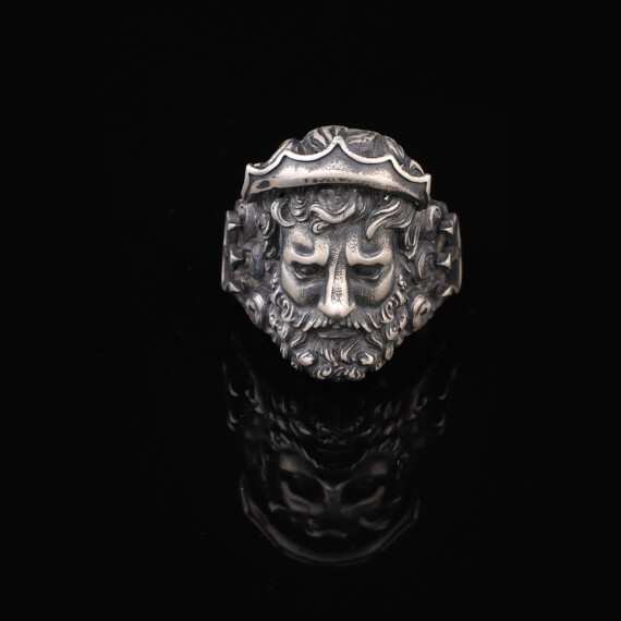  Handmade 925 Sterling Silver Poseidon Mythology Ring - Men's Jewelry - 4