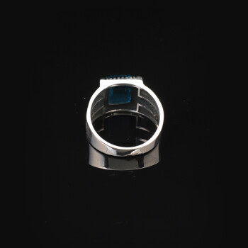  Handmade Aquamarine Gemstone Square Stone Ring for Men - 5