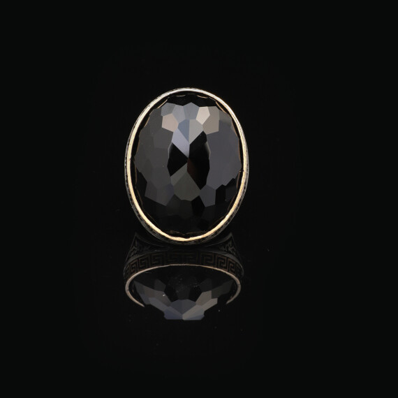  Handmade Black Onyx Ring for Men – Large Oval Stone in Vintage 925 Sterling Silver - 3