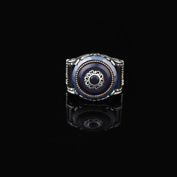  Handmade Blue Tiger Eye Ring for Men - Ottoman Style - 4