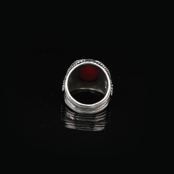  Handmade Carnelian Gemstone Eagle Large Ring for Men - 4