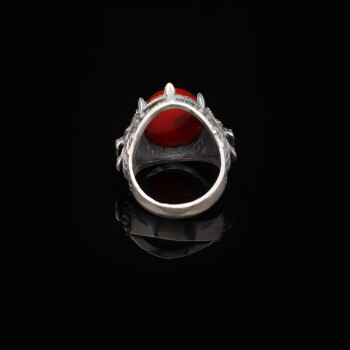  Handmade Carnelian Lion Ring - 925 Sterling Silver Oval Stone Signet Ring for Men - 2