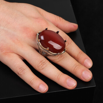  Handmade Carnelian Ring with Oval Gemstone - Large Ottoman Style Ring - 6