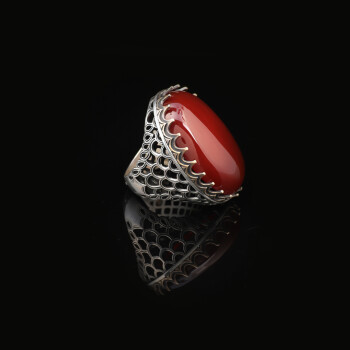  Handmade Carnelian Ring with Oval Stone - Large Gemstone Ring - 4