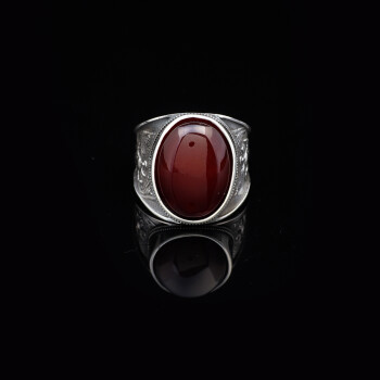  Handmade Carnelian Virgin Mary Signet Ring, Vintage Oval Stone Gemstone Ring for Men - 3