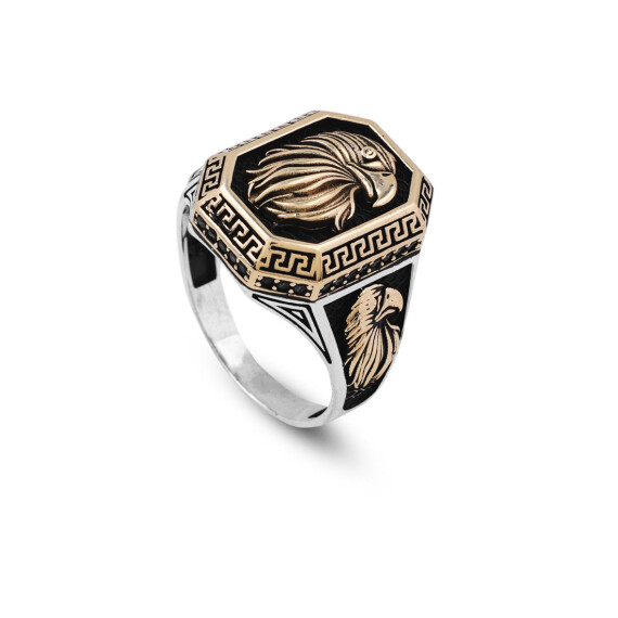  Handmade Eagle Custom Signet Ring - 925 Sterling Silver Men's - 1