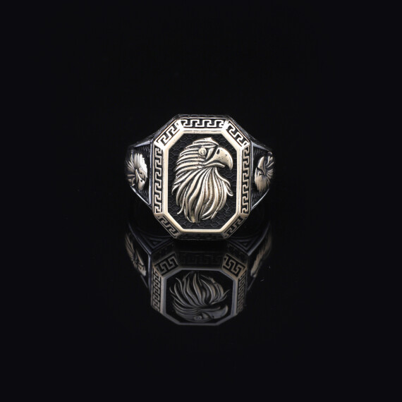  Handmade Eagle Custom Signet Ring - 925 Sterling Silver Men's - 3