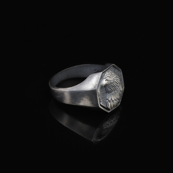  Handmade Eagle Signet Ring - 925 Sterling Silver Men's Ring - 2