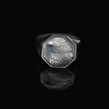  Handmade Eagle Signet Ring - 925 Sterling Silver Men's Ring - 4