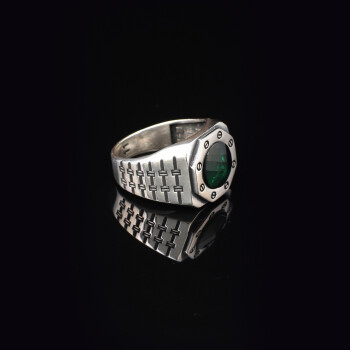  Handmade Emerald Gemstone Watch Band Engagement Ring - 2