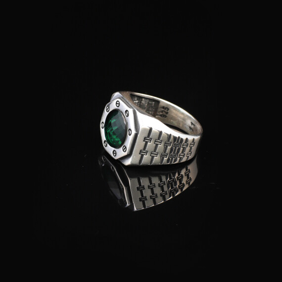  Handmade Emerald Gemstone Watch Band Engagement Ring - 5