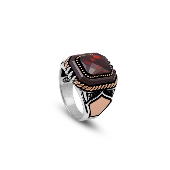  Handmade Garnet Claw Ring, Polished 925 Sterling Silver - 1