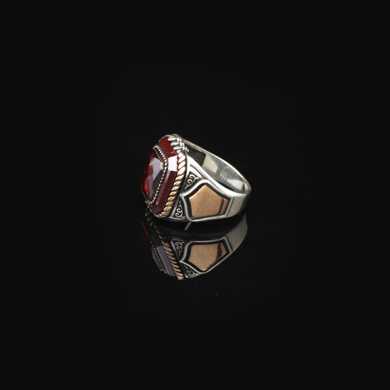  Handmade Garnet Claw Ring, Polished 925 Sterling Silver - 3