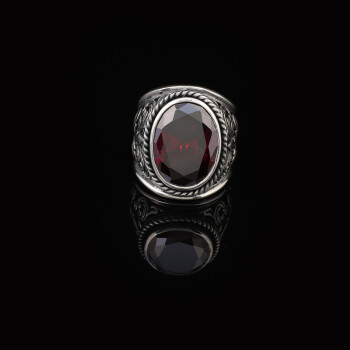  Handmade Garnet Gemstone Oval Stone Engagement Ring - 3