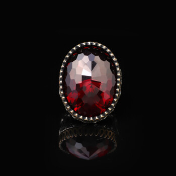  Handmade Garnet Ring with Oval Stone - Vintage Ottoman Style - 2