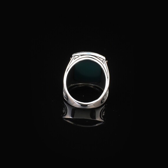  Handmade Jade Gemstone Eagle Ring for Men - 2