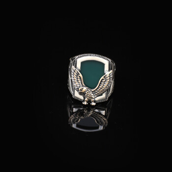  Handmade Jade Gemstone Eagle Ring for Men - 3