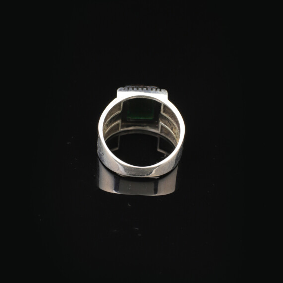  Handmade Jade Gemstone Square Stone Pinky Ring - 5