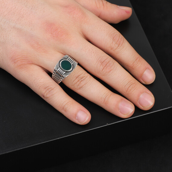  Handmade Jade Gemstone Watch Band Engagement Ring - 6