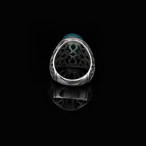  Handmade Jade Men's Ring - 925 Sterling Silver Gemstone - 2