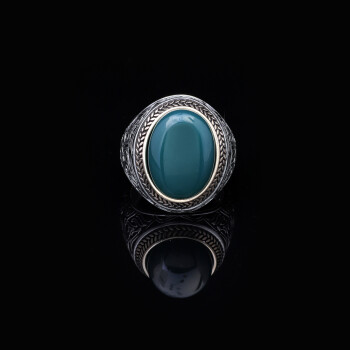  Handmade Jade Men's Ring - 925 Sterling Silver Gemstone - 4