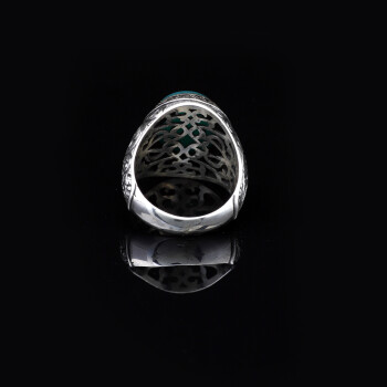  Handmade Jade Men's Ring - 925 Sterling Silver Gemstone - 4