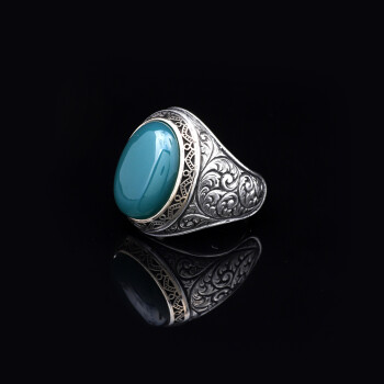  Handmade Jade Men's Ring - 925 Sterling Silver Gemstone - 5