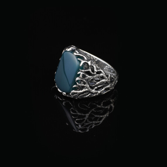  Handmade Jade Ring for Men - 925 Sterling Silver Gemstone - 5