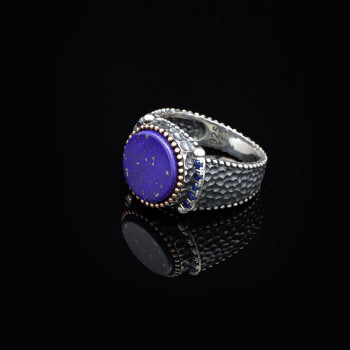  Handmade Lapis Lazuli Signet Ring for Men - Vintage 925 Sterling Silver Pinky Ring - 5