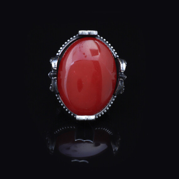  Handmade Large Carnelian Ax Ring - 925 Sterling Silver - 3