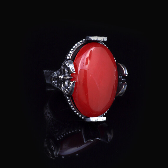  Handmade Large Carnelian Ax Ring - 925 Sterling Silver - 5