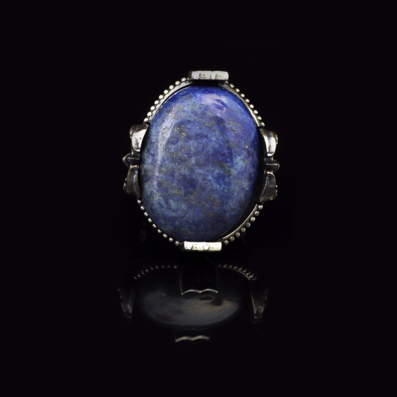  Handmade Large Lapis Lazuli Ax Ring - 925 Sterling Silver - 4